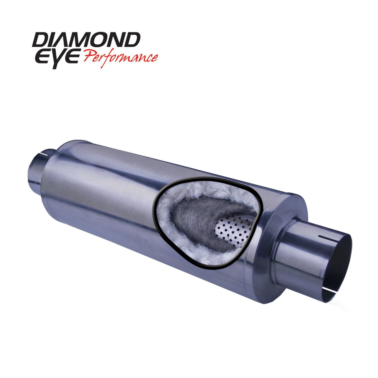 Diamond Eye Performance 560031 Performance Perforated Packed Muffler; 5 in. Inlet/Outlet; Center/Center; 30 in. Length; 409 Stainless Steel;