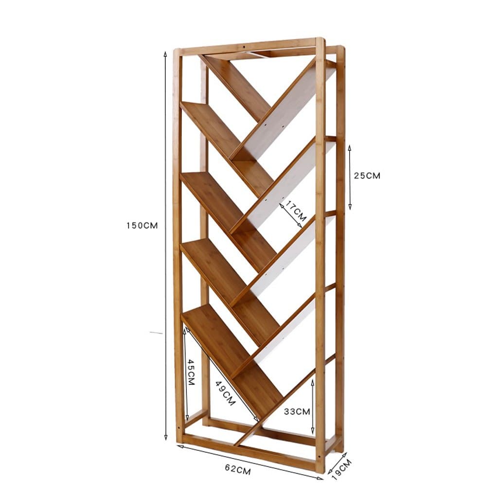 MMM- Bookshelf Simple Bookcase Creative Tree Shape Landing Office Shelf Modern Living Room Solid Wood