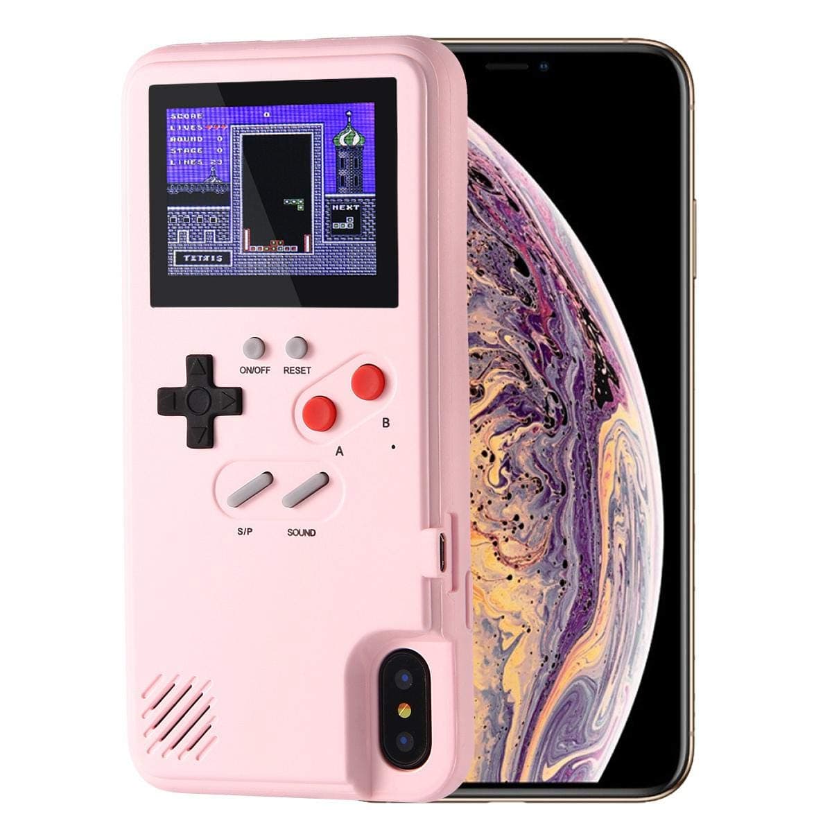 LayOPO Gameboy iPhone Case, iPhone Case Game Console with 36 Small Games,Color Screen,Retro 3D Gameboy Design for iPhone Xs/X,iPhone8/8 Plus,iPhone 7/7 Plus,iPhone 6/6Plus (iPhone Xs MAX, Pink)