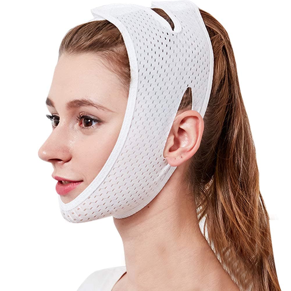 Face Lifting Slimming Belt V Line Mask Neck Compression Double Chin Cheek Slim Lift Up Anti Wrinkle Mask White