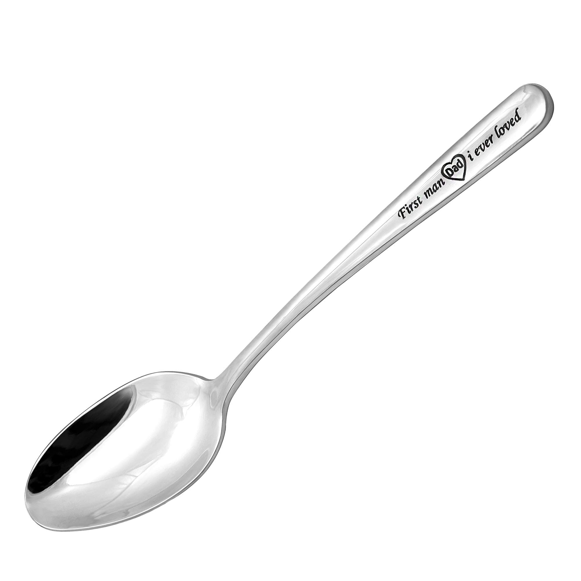 Daddy Dinner Spoon With Cute Heart First Man I Ever Loved Is Dad Tea Coffee Ice Cream Spoon Father's Day Gifts from Daughter Son 304 Stainless Steel