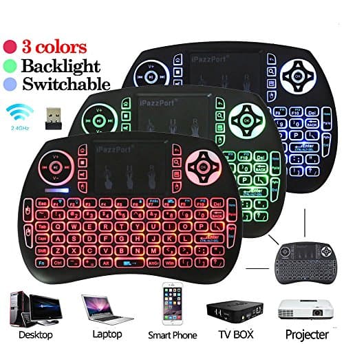 2017 New Version and Upgraded 2.4GHz Mini Wireless Multi-Color LED Backlit Keyboard With Multi-media Gaming Control Keys Portable Android Keypad for Pad, Android, Google TV Box, Xbox,PS3, HTPC/IPTV
