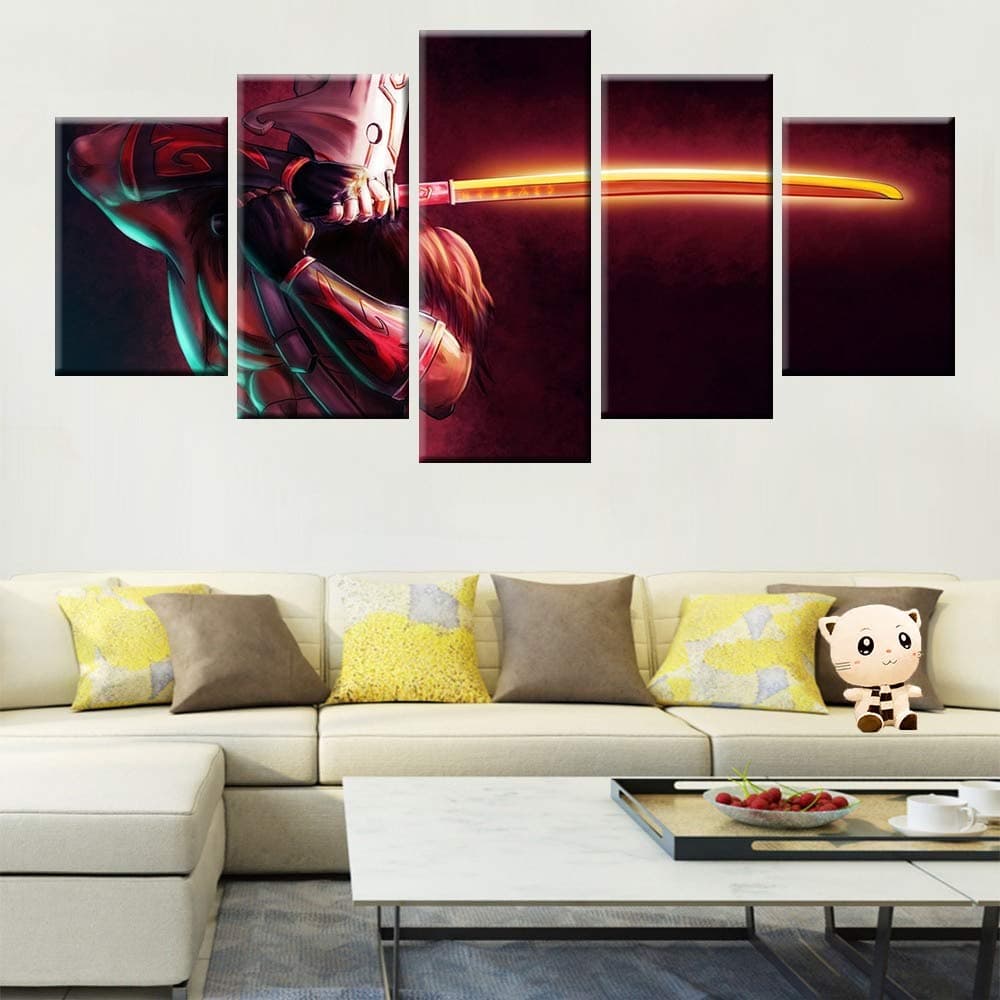 KLKLDD Modern Hd Printing 5 Panel Game Poster Canvas 2 Dota Juggernaut Wall Artist House Decoration Kids Room Bedroom Photo Artwork,40X60 40X80 40X100Cm