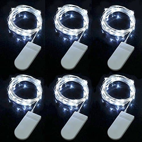 20 LED Copper Wire Starry String Lights, 7.2 Feet, 6 Pack (Pure White)
