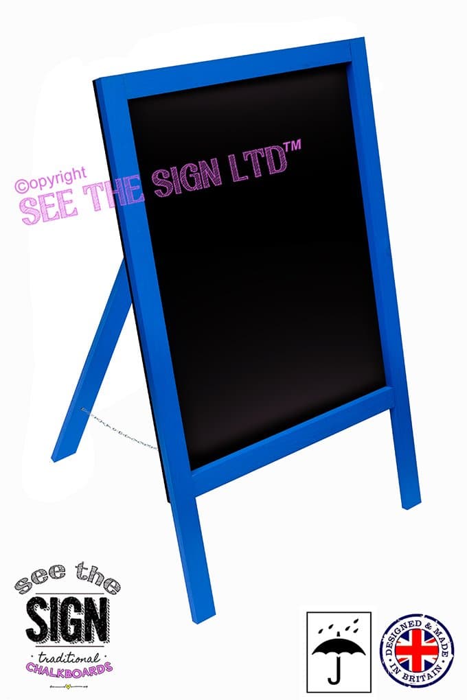 Large Heavy Duty Single Sided Blue Waterproof A Frame Sandwich Board Sign Menu Chalkboard 1000MM X 610MM On Street Advertising Blackboard Pavement Display