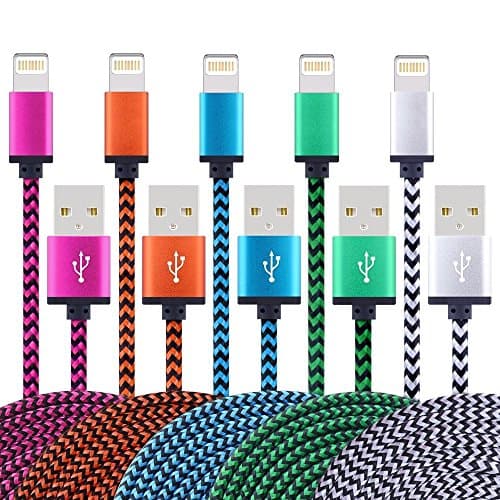 iPhone Cable,5Pack 3FT iPhone Charging Cord - Nylon Braided USB Lightning Charger for iPhone 7,SE,5,5s,6,6s,6 Plus,iPad