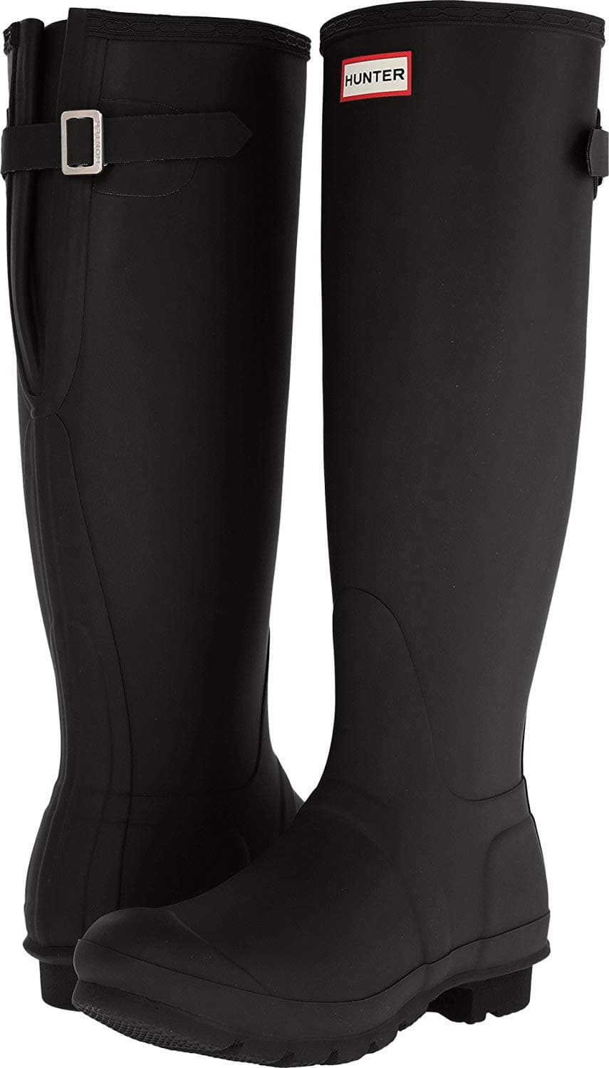 HunterWomens Hunter Original Adjustable Back Gloss Rain Snow Wellington Boot - Black - 10