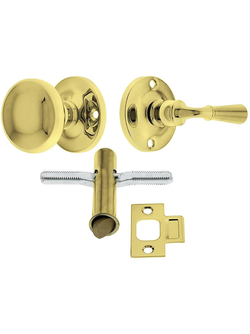 Classic Screen Door Latch Set With 1 3/4" Backset In Polished Brass