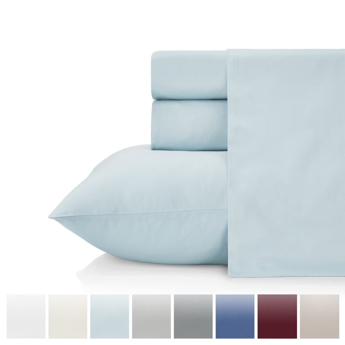 KRISTEX Comfortable 500 Thread Count Bed Sheet Set, 100% Long Staple Pure Natural Cotton Sateen Weave, Soft Luxury High TC Sheets Hotel, Home Bedding Sets (Spa Blue, Queen)