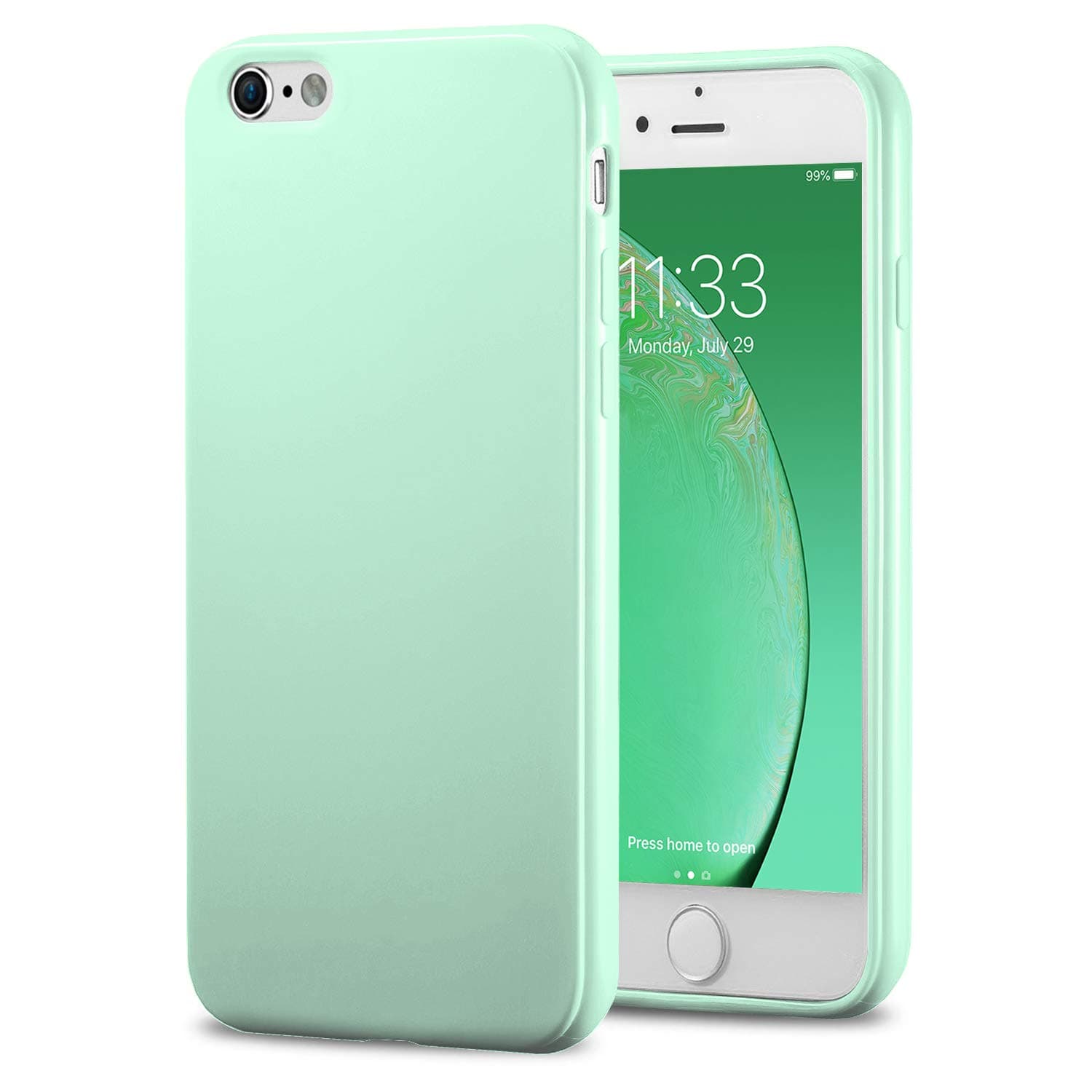 TENOC Phone Case Compatible for Apple iPhone 6S and iPhone 6 4.7 Inch, Slim Fit Cases Soft TPU Bumper Protective Cover, Glossy Mint