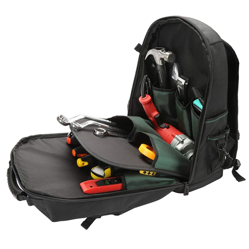 Baffect Tool Backpack Bag with Tool Organiser,Heavy Duty Tool Bag Waterproof Tradesman Electrician Tool Rucksacks Backpack Tool Bag Electrician Tool Bag