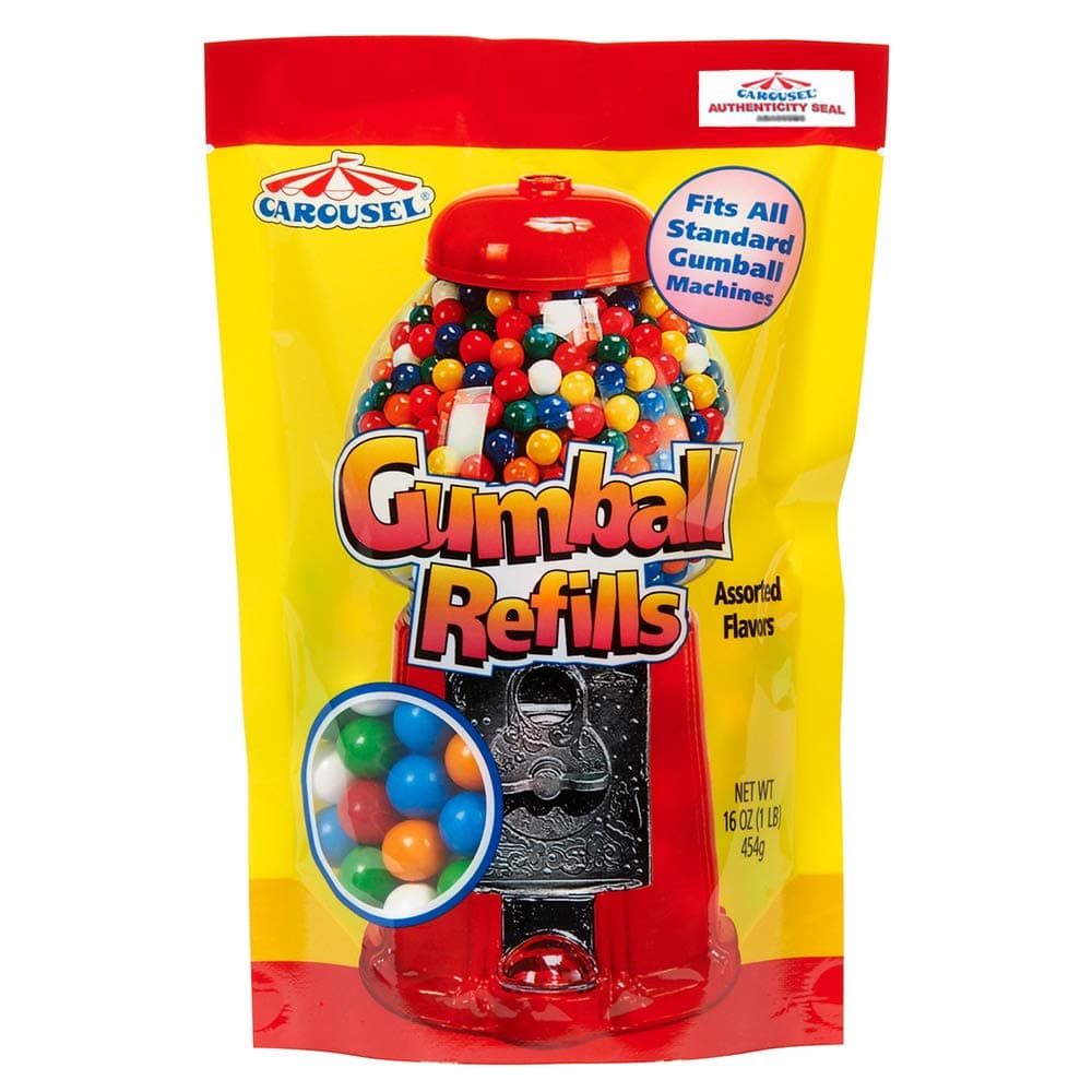 Carousel Assorted Gumball Refill Bag with Carousel Authenticity Seal + 16 oz