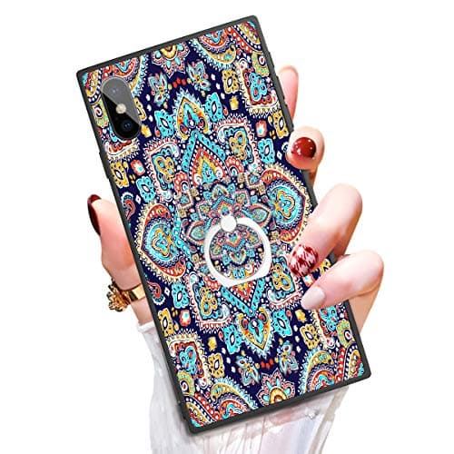 Someseed Case for iPhone X iPhone 10 Case with Kickstand Ring Holder Duty Shock Absorbent PC TPU Full Body Drop Protection Modern Design Colorful Cover for iPhone X/10