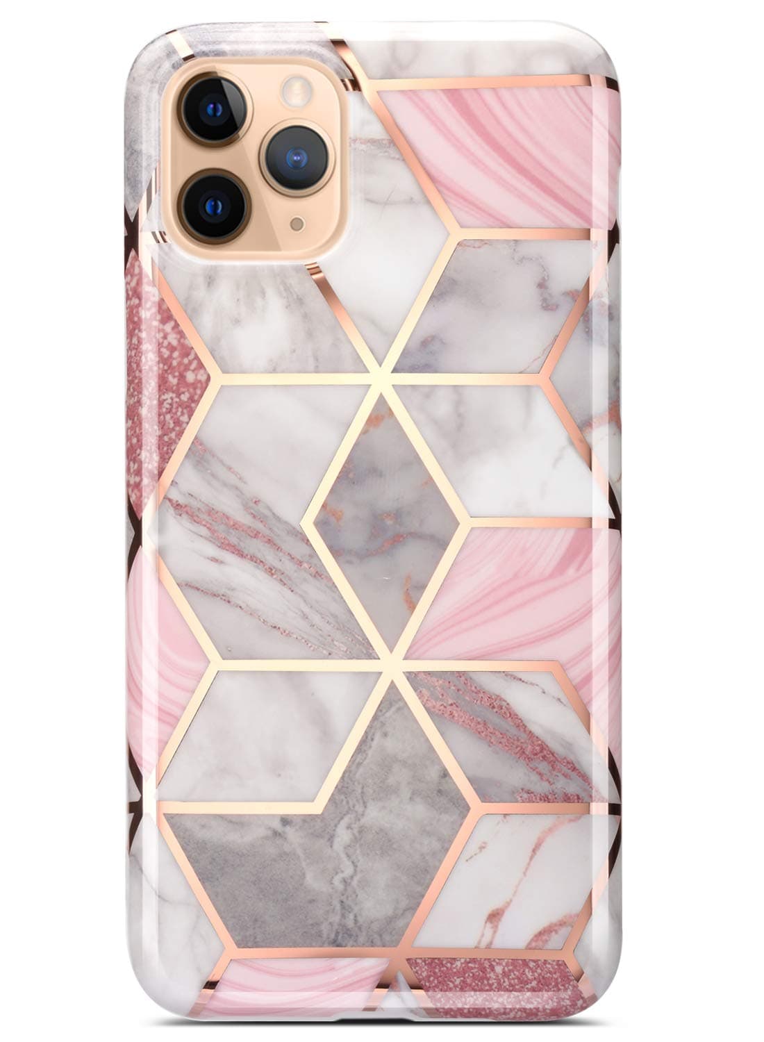 Coolwee for iPhone 11 Pro Case Marble Slim Fit Bling Glitter Sparkle Bumper Foil Stripe Thin Cute Design Glossy Finish Soft TPU Girls Women Protective Cover for Apple iPhone 11 Pro 5.8 inch Rose Gold