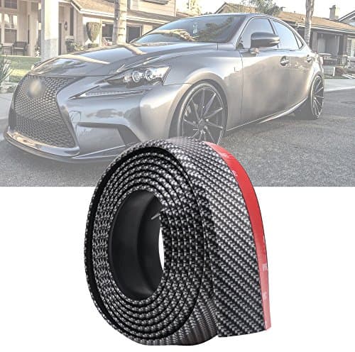8.2ft/250cm Universal Front Bumper Spoiler, Oxygentle Never Fall Off Carbon Fiber PU Rubber Anti-scratch Front Bumper Lip Splitter Spoiler Body Kit Trim For Car/Truck/SUV