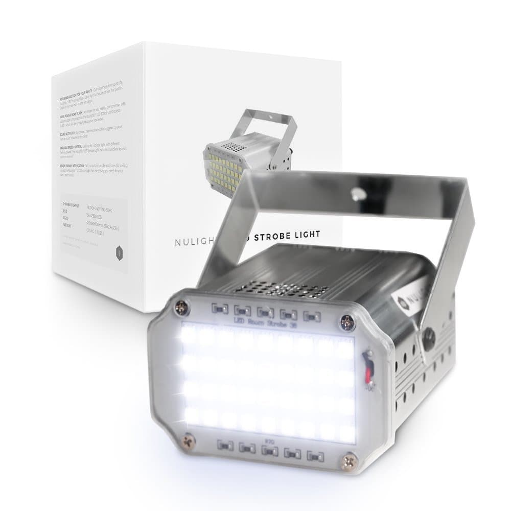 LED Strobe Light by NuLights - Strobe Flash Party Lights - 100% RISK FREE! Best for Birthdays, DJ/Disco Parties & Children's Parties - Mini Strobe Light with 36 LEDs, Sound Activated, Variable Speed