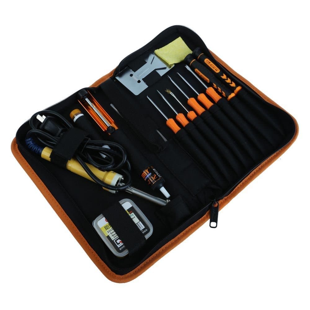 Primary Electric 30W Engineer DIY Welding Soldering Tool Set for beginner and professionals: Solder Sucker, soldering iron stand, Soldering tin pen, screwdriver, tweezer, cleaning sponge, Solder assi
