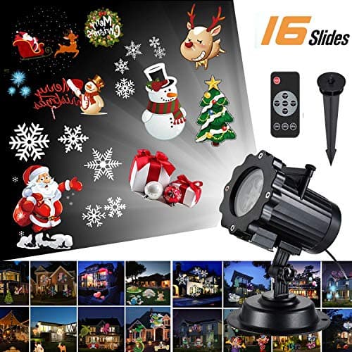 Led Christmas Light Projector - Newest Version Bright Led Landscape Spotlight with 16 Slides Dynamic Lighting Landscape Led Projector Light Show for Halloween, Party, Holiday Decoration