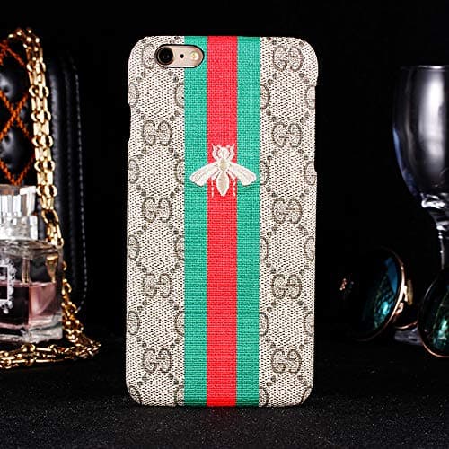 Phone Case for iPhone 8 Plus/7 Plus, Vintage Elegant Luxury Designer Monogram Embroidery Bee Pattern Back Cover Shock Absorption Case for iPhone 8 Plus/7 Plus