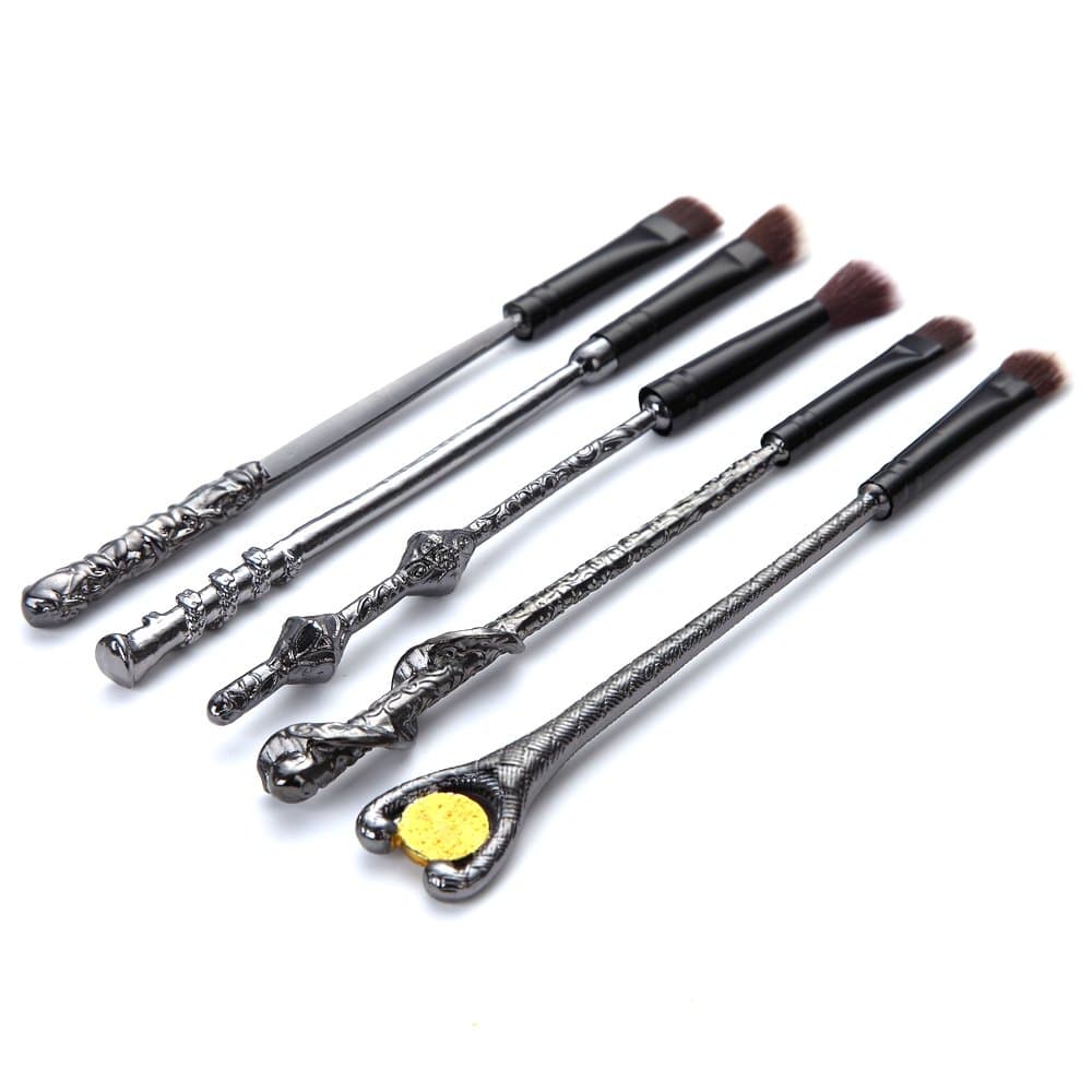 Magic Wizard Wand Potter Makeup Brushes - 5 PCS Eyeshadow Brushes Set (Gun Metal)