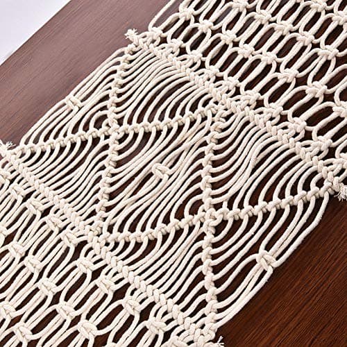 herva Handmade Natural Macrame Table Runner, Macrame Table Placement for Bed Runner Wedding Home Decor