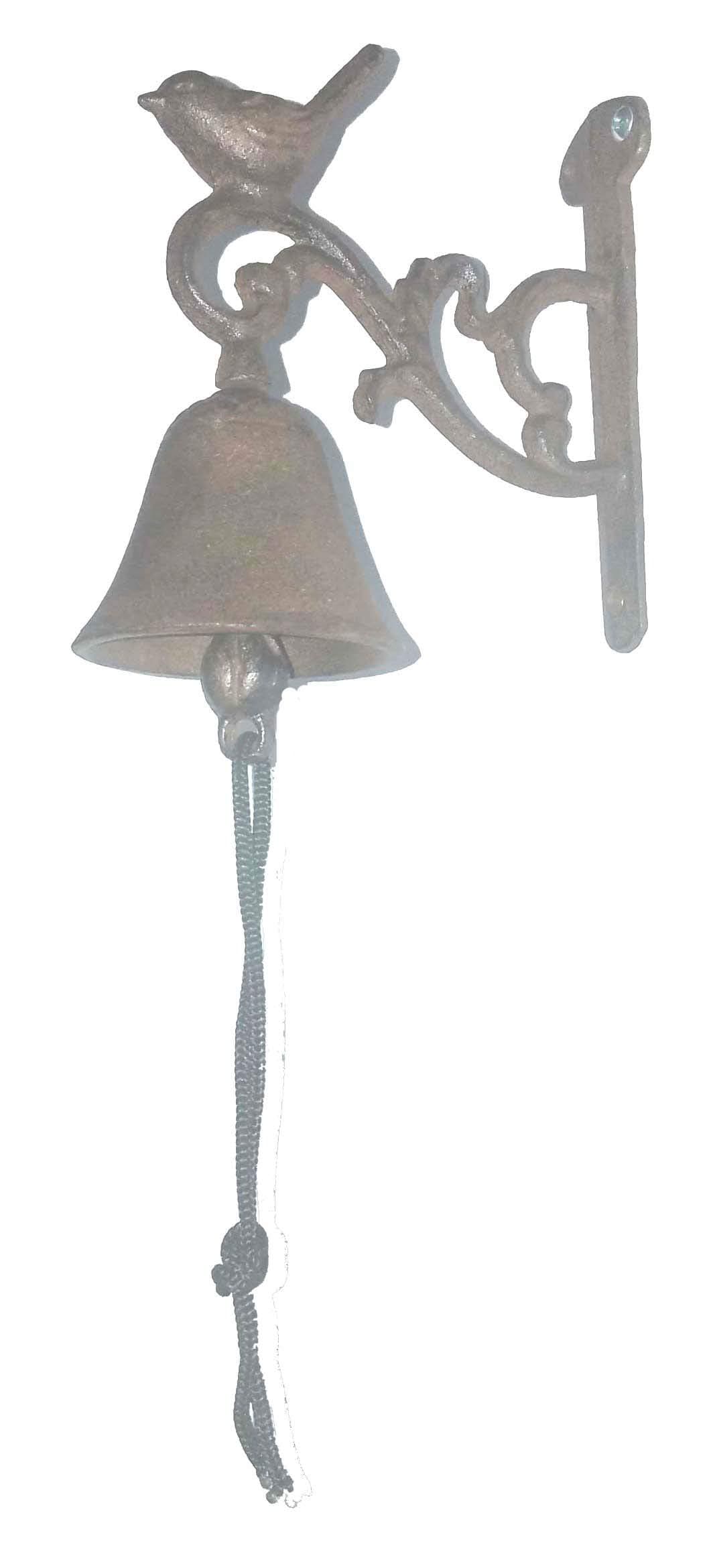 RUSTIC Small Cast Iron Bird Bell Shiny Brushed Brown Finish