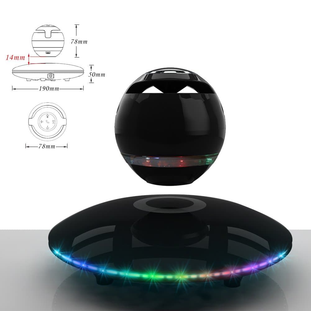 Floating Bluetooth Speaker, Mixteem Hi-Fi Levitating Wireless Speaker with Multi-color LED 360 Degree Rotating Build in Microphone & Touchable Panel Valentine's Day gift