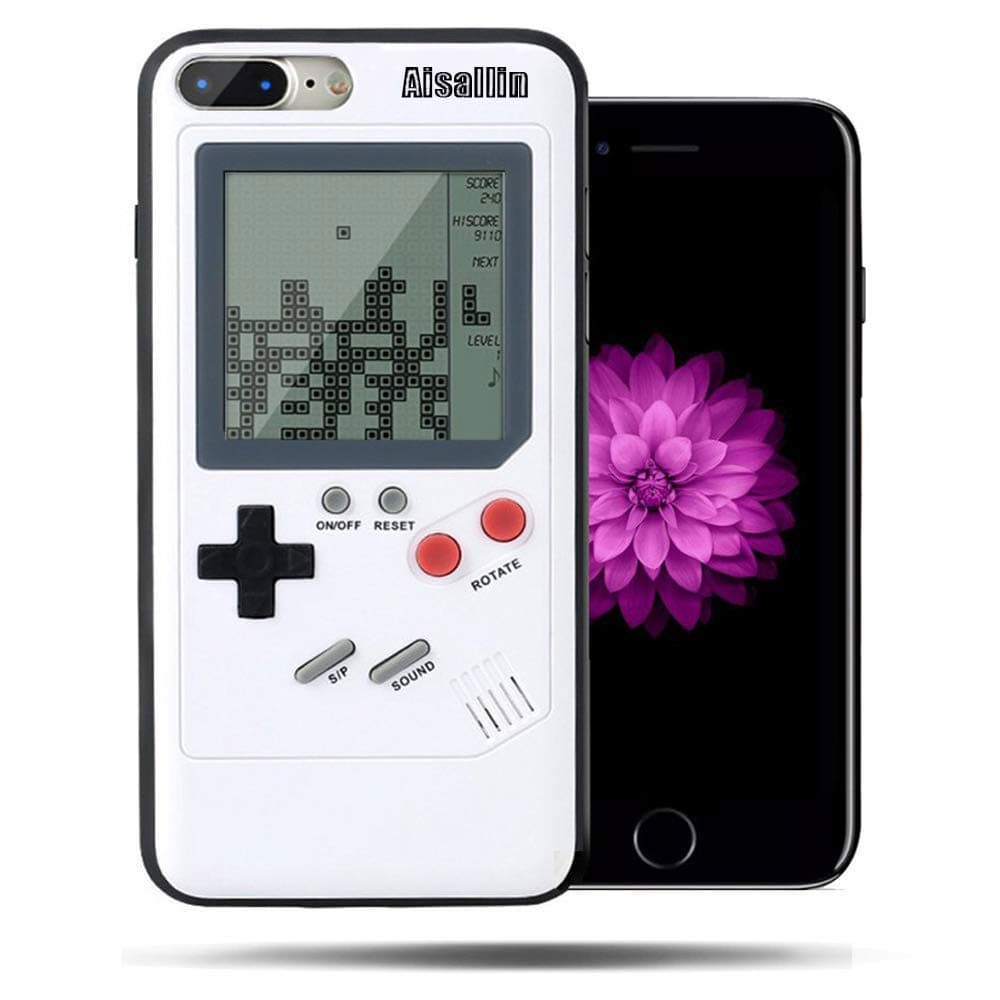 Gameboy iPhone Case Playable Gameboy Case for iPhone 6/7/8 Plus and iPhone X/XR/XS MAX, Retro Gameboy Phone Case TPU Gaming Phone Case Protective Cover (White, iPhone 7/8 Plus)