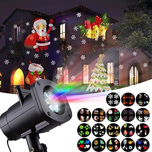 Christmas Lights, HONGGE LED Projector Light with 18 Switchable Patterns Waterproof Spotlight Night Light for Christmas, Indoor and Outdoor, Halloween, Party, Birthday, Holiday, Landscape,Decorations.