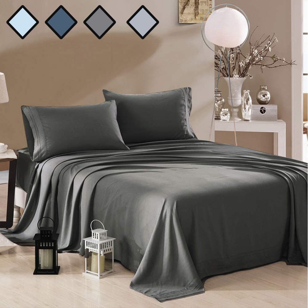 Queen Size Sheets Deep Gray - Extremely Soft Bedding Sets Deep Pockets - 100% Brushed Microfiber 1800 Bed Sheets Set by MELODIE DIRECT