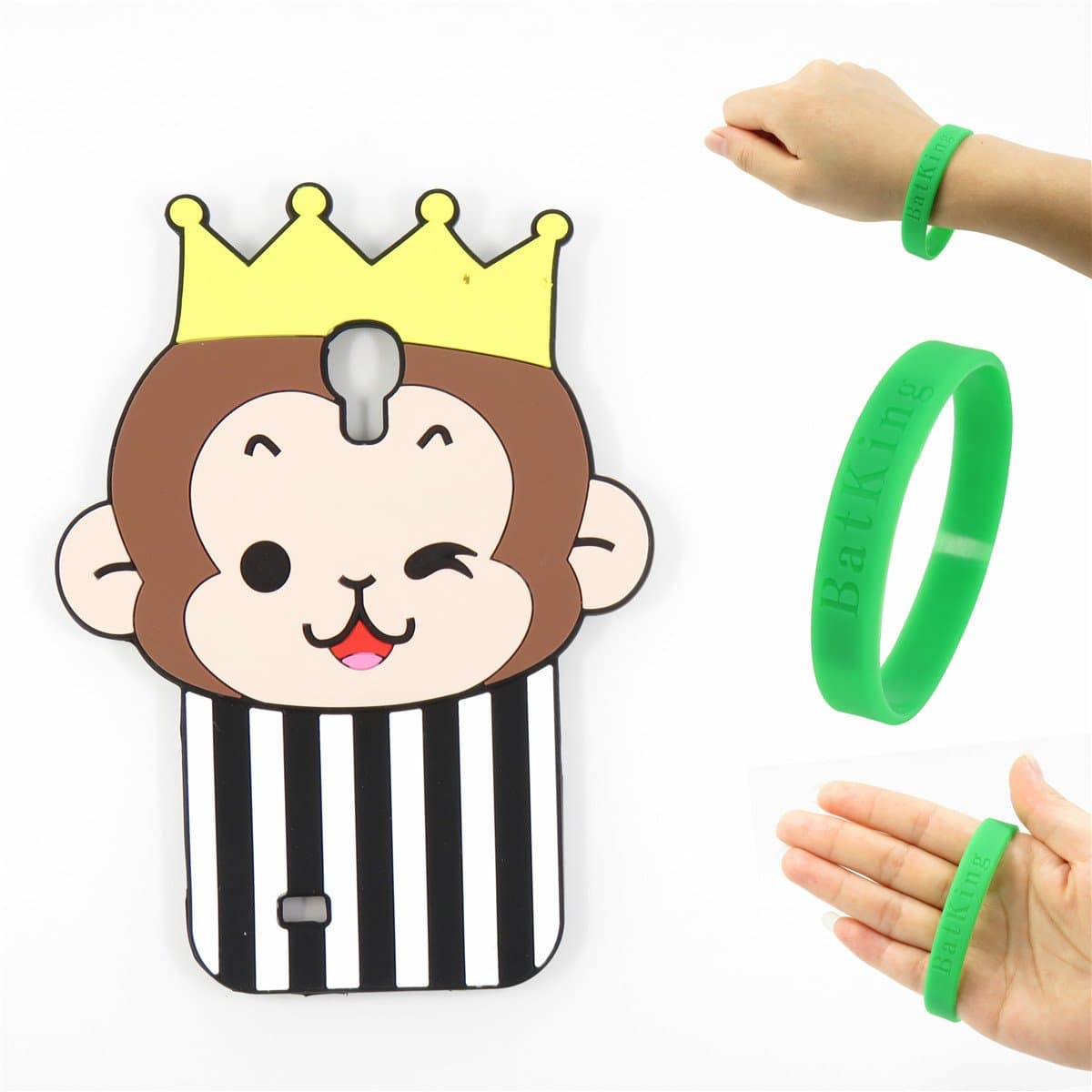 S4 Case,Galaxy S4 Case,Galaxy S4 Monkey Case,Bat King 3D Cute Cartoon Crown Monkey Soft Silicon Gel Rubber Case Cover Skin for Samsung Galaxy S4 i9500