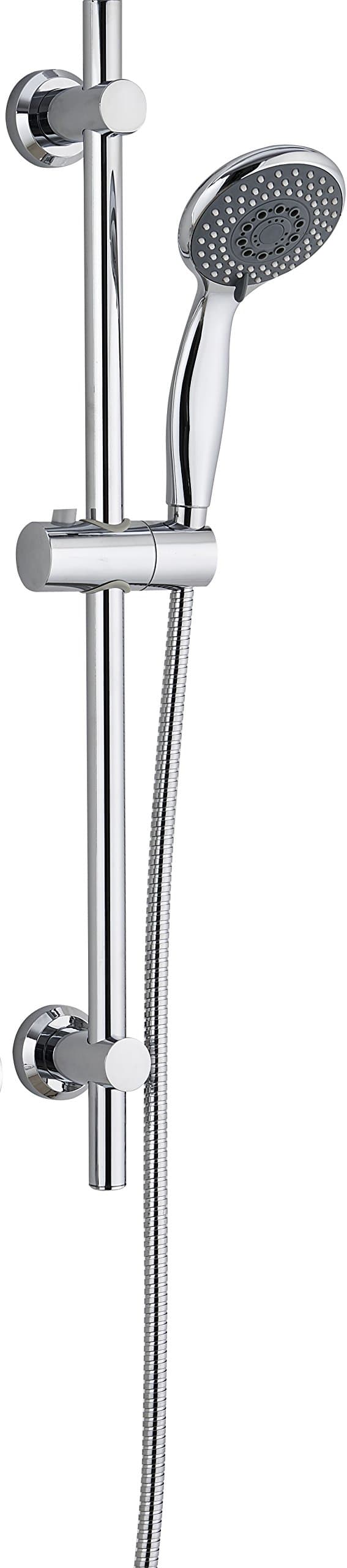 3 Mode Rub Clean Adjustable Slider Riser Rail Chrome Shower Kit & Stainless Hose