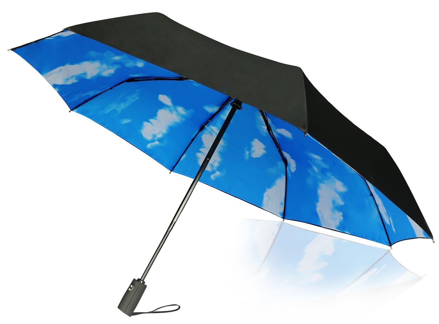 Umbrella Windproof To 65 MPH - Auto Open & Close - Compact Umbrella Sky Blue Color