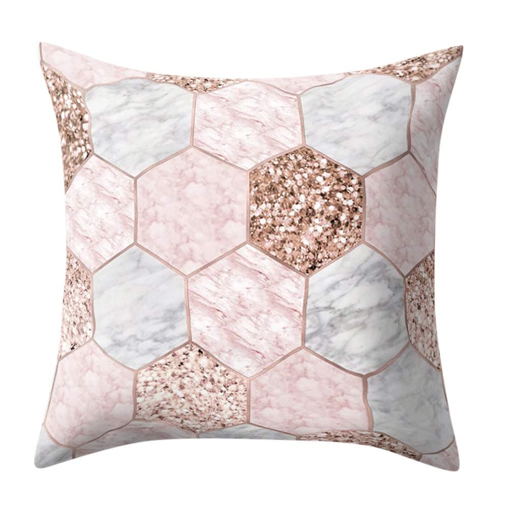 45cm*45cm Pillowcases, Geometric Marble Texture Print Multicolor Square Throw Sofa Pillow Case Decorative Car Cushion Cover (O)