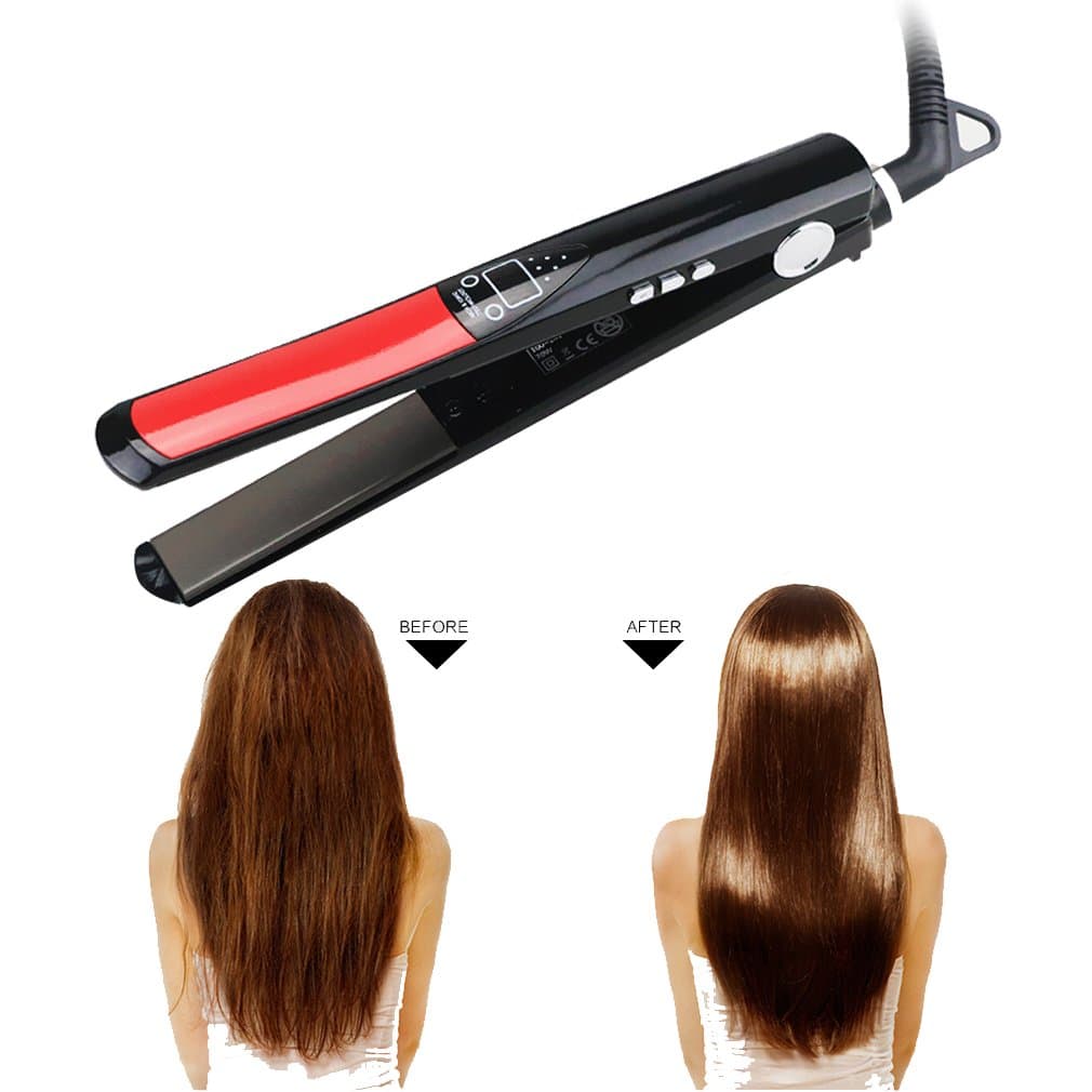 Negative Ion Flat Iron,Floating Ceramic Curling Iron,1 Inch Nano Titanium Hair Straightener Brush With Digital LED Temperature Display Straightening,Dual Voltage,Make the Hair Supple