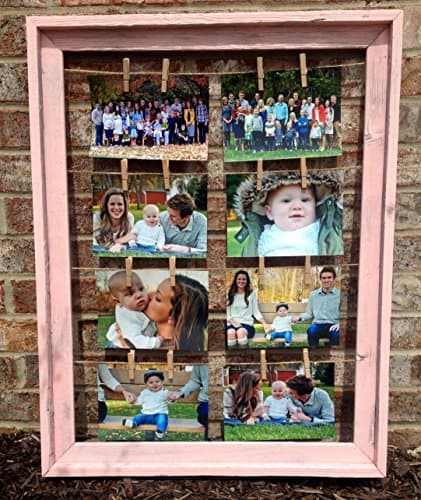 Multiple Picture Frame in Barn Wood, Rustic Home Decor, Rustic Wedding Place card Holder, Rose Wedding Decor, Blush Wedding Decor, Blush Pink Wedding Place card Holder