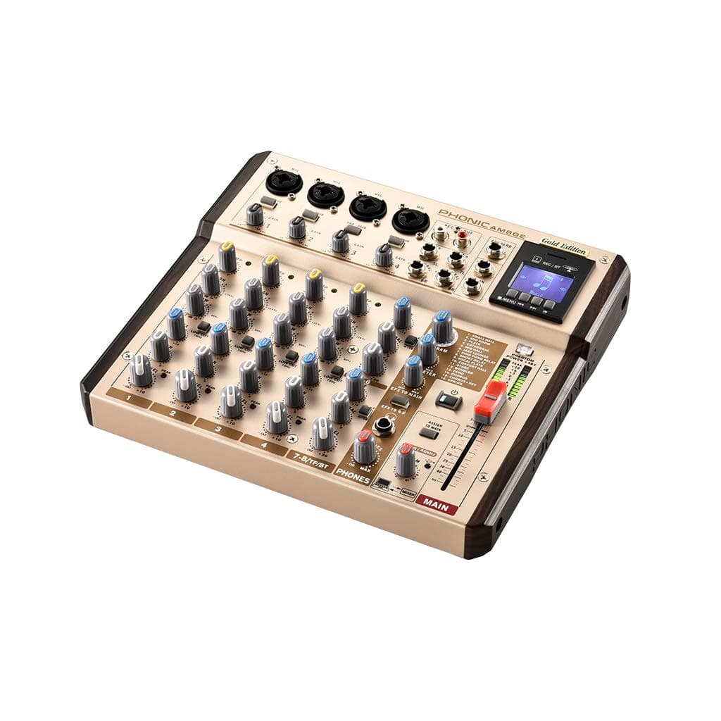 Phonic 8 Channel Mixer With USB Interface, Bluetooth, and MicroSD Recorder, (AM8GE)
