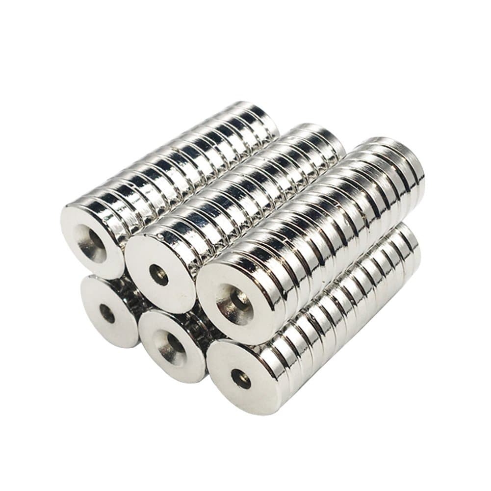 10 Pieces 18 x 4mm with 4mm Countersunk Hole Multi-use Refrigerator Magnets for Refrigerator Science Crafts Projects Science Education Magnetism Kits