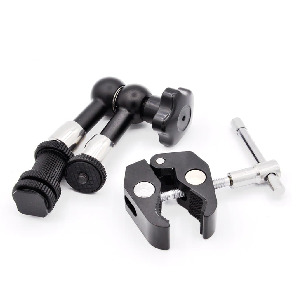 Sofoto 7 Inch Adjustable Friction Power Articulating Magic Arm & Large Super Rod Clamp Crab Pliers Clip with 1/4" and 3/8" for DSLR Camera Rig / Microphone / LCD Monitor / Flash Light MA-01A