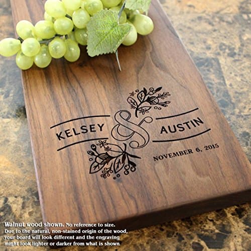 Straga Handmade Cheeseboard Personalized Round Script Design #026-Wedding & Anniversary Gift for the Couple-Housewarming & New Home Closing Present- Appreciation-Award-Gift for Parents-Wife-Husband