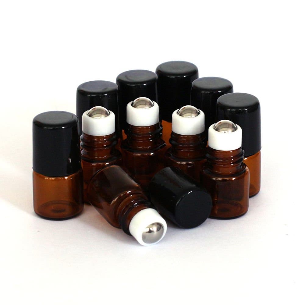 10 Pcs 1ml Empty Brown Glass Bottle Roller Ball Essential Oil Liquid Container lyhhai