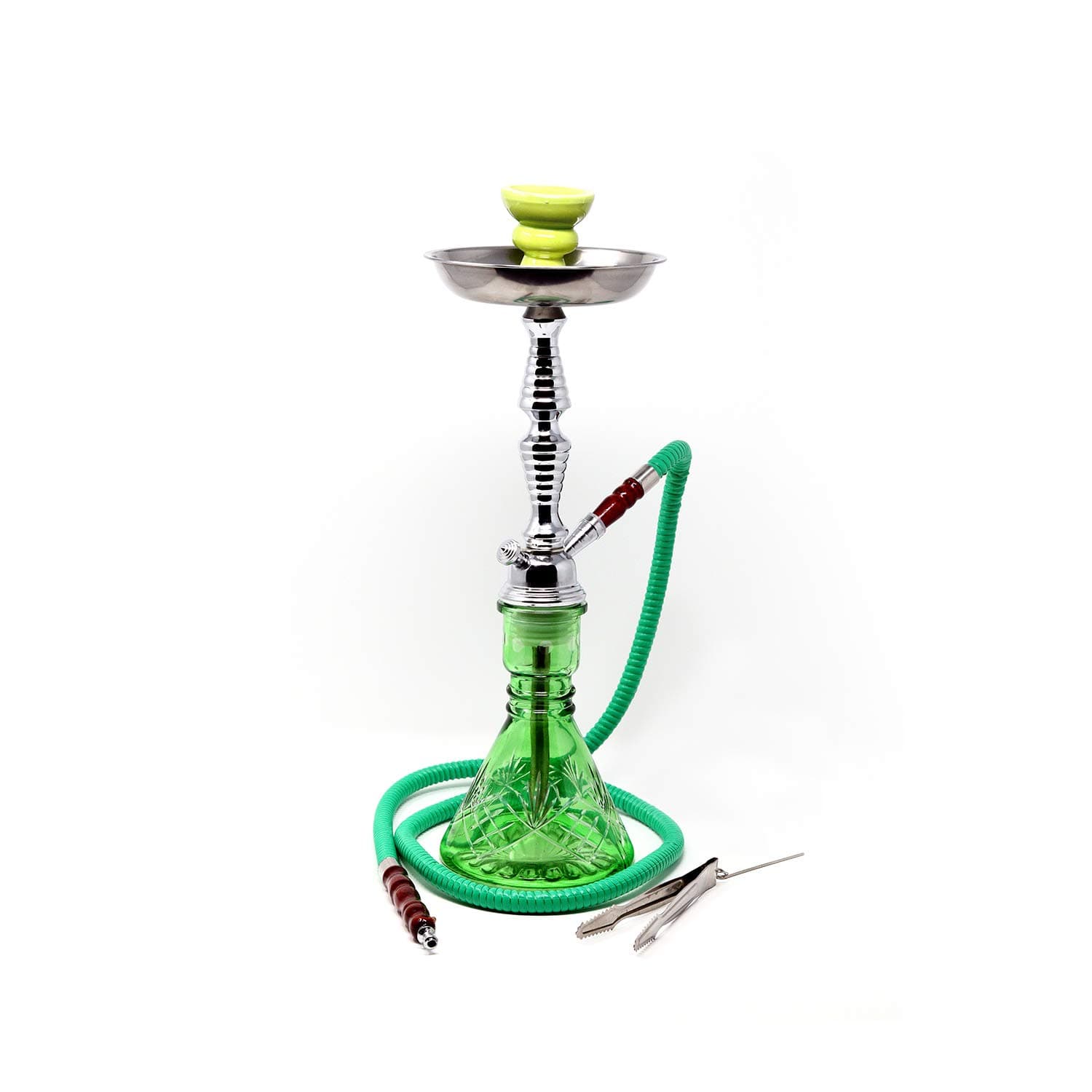 19 Inches Deezer Complete Hookah Set, Modern 1 Hose Hookah Kit with Hookah Accessories - Green Hookah Set