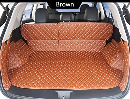 Full Coverage Trunk Mats Compatible with Porsche Cayenne 2006-2010(No Subwoofer in Left Side of Cargo Area) Brown