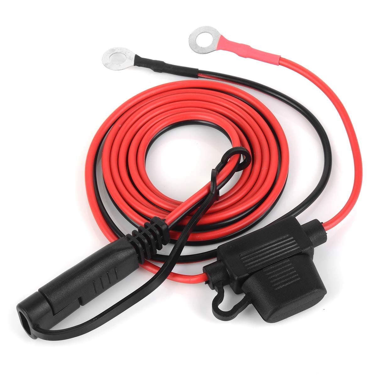3.2FT SAE to O Ring Terminal Harness Wire 2 Pin Lug Cable Quick Disconnect Plug 12V 24V with 10A Fuse 2 Pin 16 AWG Gauge Copper Wire for Motorcycles Cars Tractors