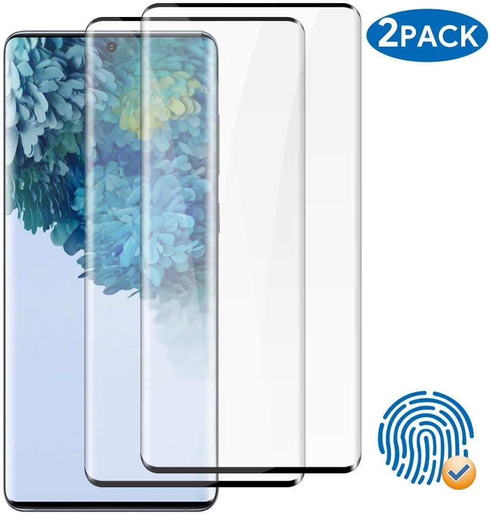 2 Pack Galaxy S20+ (6.7") Screen Protector Tempered Glass 9H Hardness 3D Curved Full Coverage HD Protetive Film Fingerprint Compatible for Samsung Galaxy S20+/S20 Plus