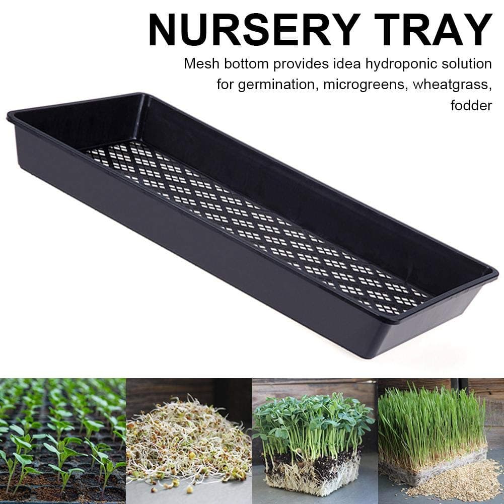Bouder 10 Pack 1020 Plastic Tray, Drip Tray, Tuff -Mesh Bottom Trays for Microgreens, Soil Blocks, Wheatgrass, Hydroponic and Fodder Systems