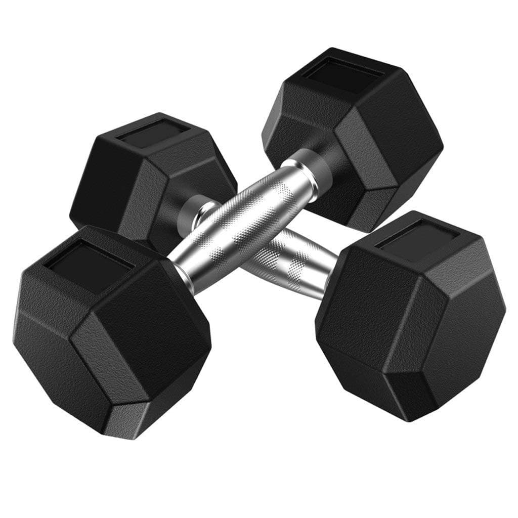 Barbell 2-Piece Hex Rubber Dumbbell Solid Iron Hex Dumbbell Gym/Family Barbell Disk Body Workout 5kg, 10kg, 15kg, 20kg (Size : 15kg)