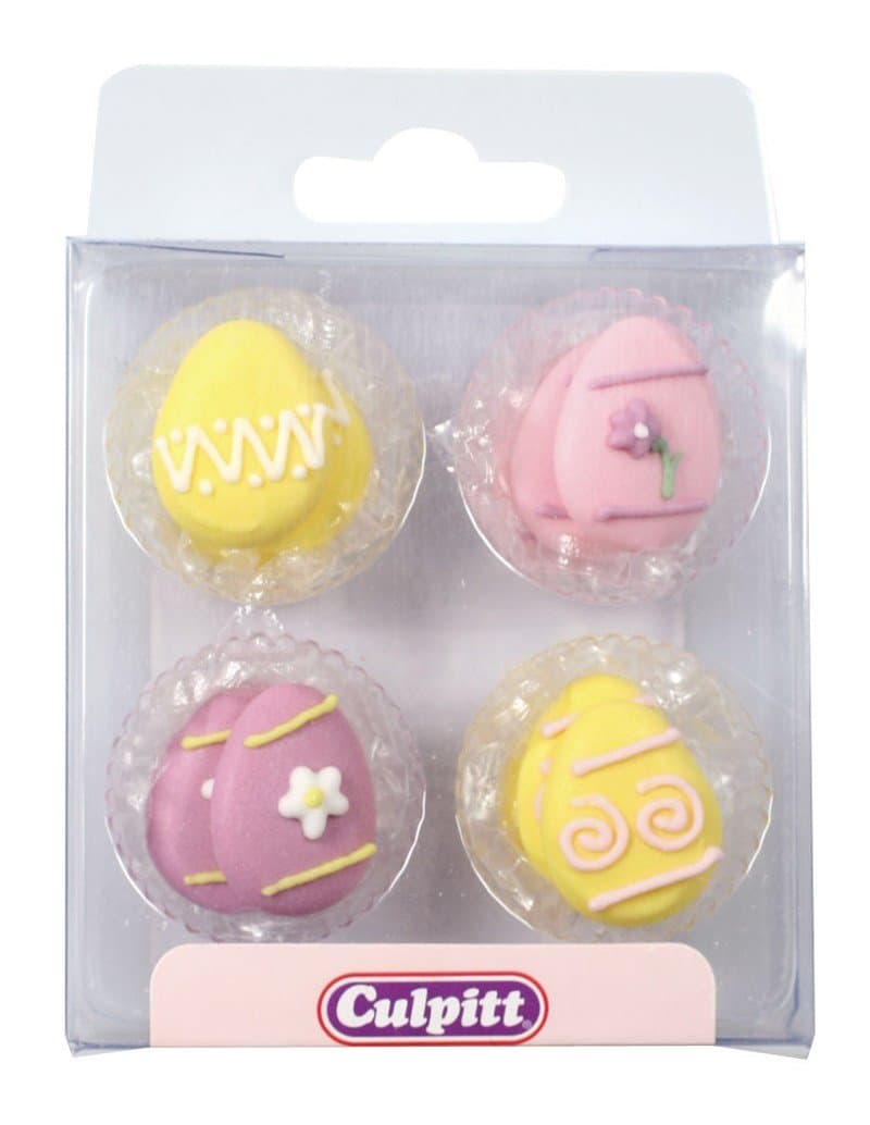 12 EASTER EGG Sugar Cake Decorations (Pipings){Cupcake Toppers}