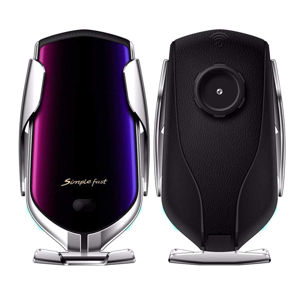 Auto Car Wireless Charger Charging Stand, Smart Automatic R1 Sensor Car Wireless Charger Holder Clamping Mount for iPhone Galaxy Samsung Mobile Phone Bracket