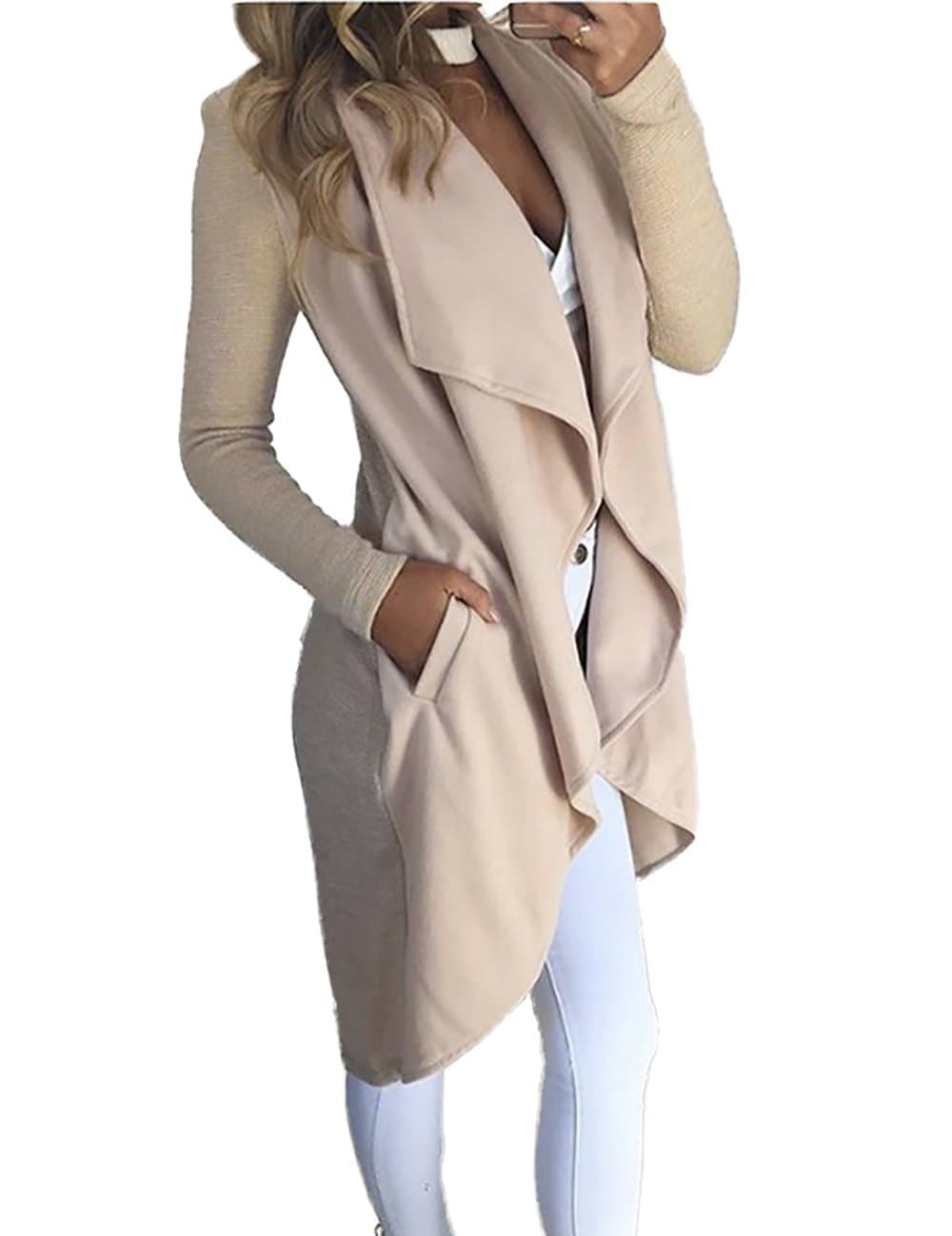 Minipeach Women's Classic Open Front Drape Hem Long Sleeve Soft Drape Cardigans Casual Coverup Coat Tops Outwear